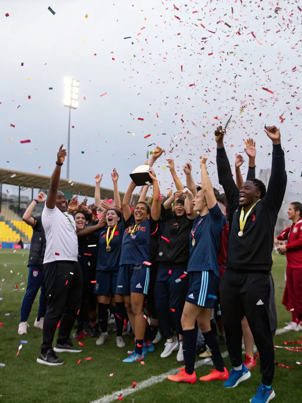 A positive image of young people celebrating a victory or achievement in a 3MTKD program, highlighting the positive impact of the organization's work.